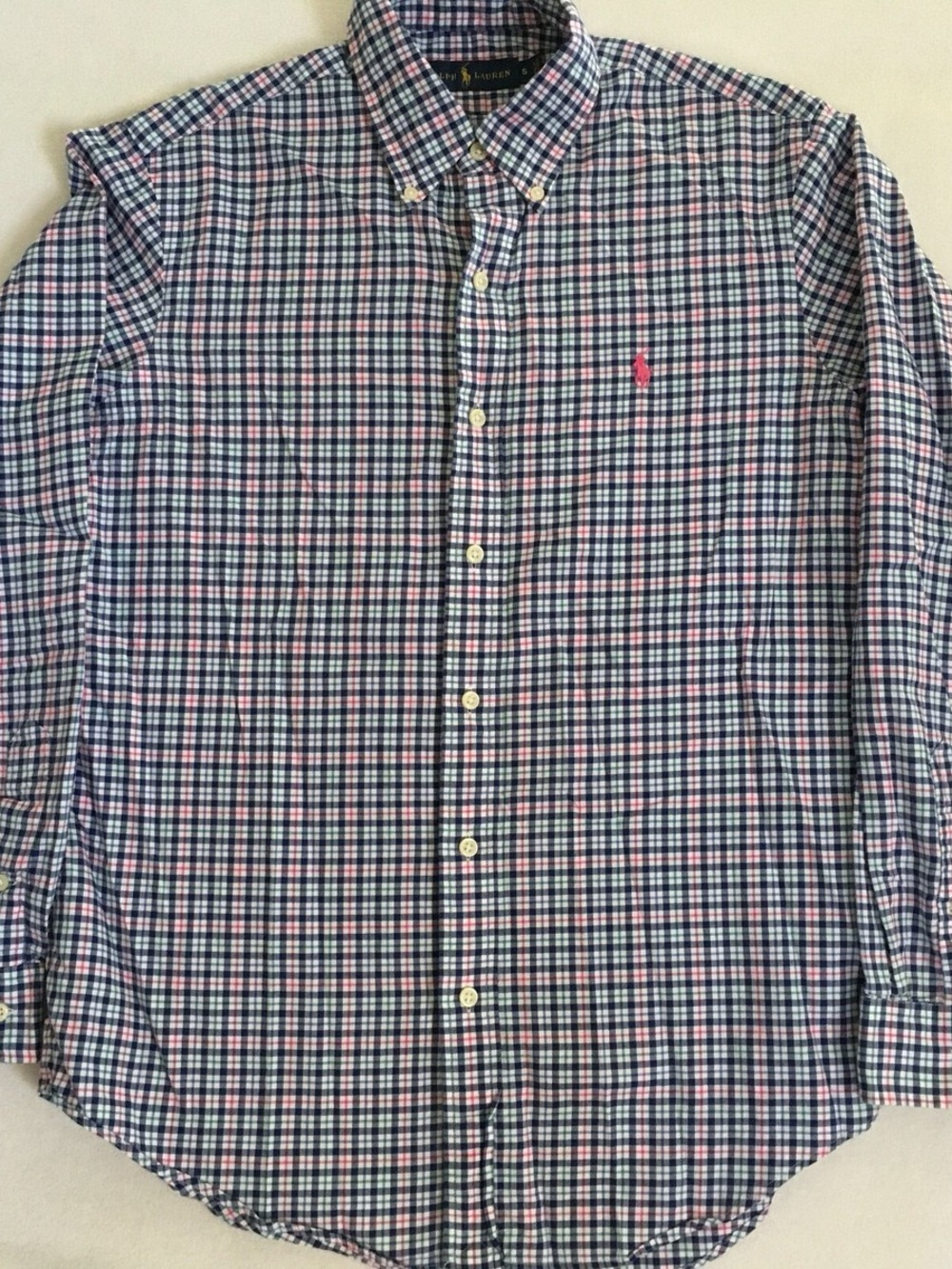 Men’s Polo by Ralph Lauren Men’s Pink & Blue Check Button-Down Shirt
